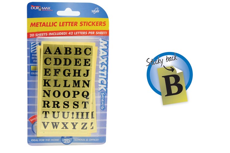 Metallic Letters Stickers 42 x 20sht / pk